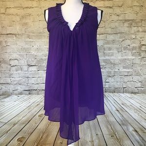 Marc Bauwer Ruffle Neck Purple shirt